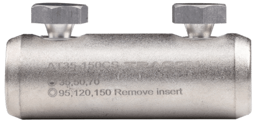Łącznik rurkowy ze zrywalnymi śrubami aluminium (Al) 35-150mm2 2xM17 AT35-150CS TRACON