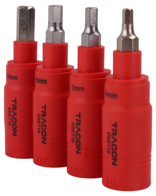 Zestaw izol. kluczy nasadowych i imbusowych do 1000V, 16 cz. 1000V CrV 8-22mm DSET16 TRACON