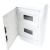 Rozdzielnica natynkowa z białymi płaskimi drzwiami, szyna N/ 2×12 (24) modul IP40 (H×W×D=415×330×100mm) EDFKSN-12/2 TRACON
