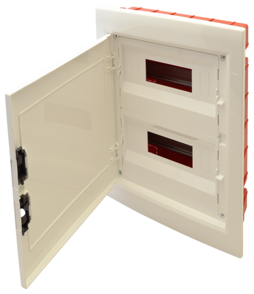 EDSSN-122-1 Rozdzielnica podtynkowa, białe drzwi płaskie, szyna N/PE 2×12 (24) modul IP40 (H×W×D=395×305×85mm) EDSSN-12/2 TRACON