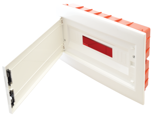 Rozdzielnica podtynkowa, białe drzwi płaskie 1×18 (18) modul IP40 (H×W×D=270×440×85mm) EDSSN-18/1 TRACON