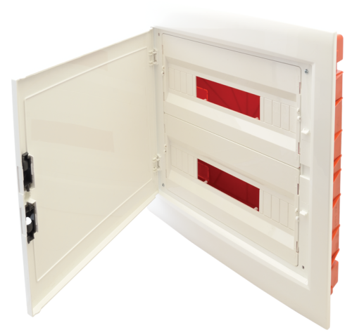 Rozdzielnica podtynkowa, białe drzwi płaskie 2×18 (36) modul IP40 (H×W×D=480×440×90 mm) EDSSN-18/2 TRACON