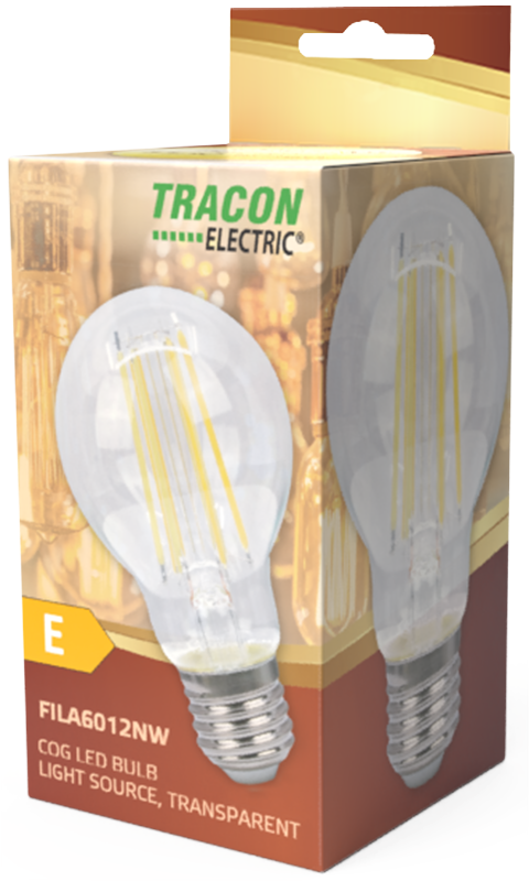 Źródło światła COG LED globus, przeźroczysty 230 VAC E27 12W FILA6012WW TRACON