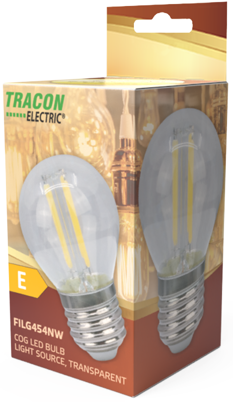 FILG454NW-1 Źródło światła COG LED mały glob, przeźroczysty 230 VAC E27 4W FILG454WW TRACON