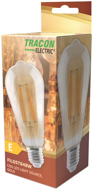 Źródło światła COG LED, 230 VAC E27 8W FILGST648W TRACON