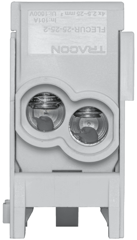 Złączka kompaktowa na szynę, szara (certyfik. węgierski) 2.5-25mm2 max. 1000VAC/DC max.101A FLECUR-25-25-2 TRACON