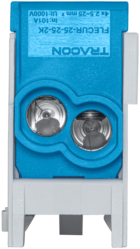 Złączka kompaktowa na szynę, niebieska (certyfik. węgierski) 2.5-25mm2 max. 1000VAC/DC max.101A FLECUR-25-25-2K TRACON