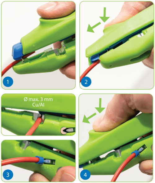 Narzędzie do ściągania izolacji i praska do tulejek 0.5-6 mm2; max 3 mm GREEN LINE GLCSC TRACON