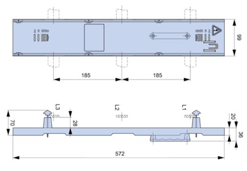 Osłona pola rezerwowego 100 mm szerokości, 185mm H-RF TRACON