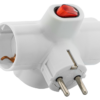 Adapter gniazdo z przełącznikiem, białe 3×SCHUKO 250 VAC 16 A KACS3 TRACON