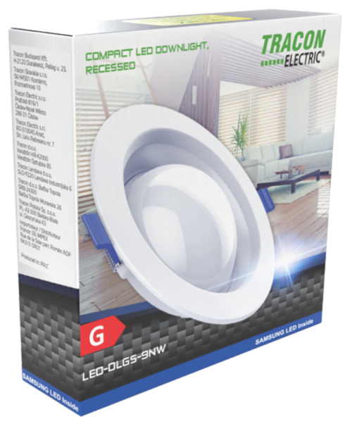 Podtynkowa, kompaktowa oprawa LED typu downlight 230 VAC 18W 1440lm LED-DLGS-18NW TRACON
