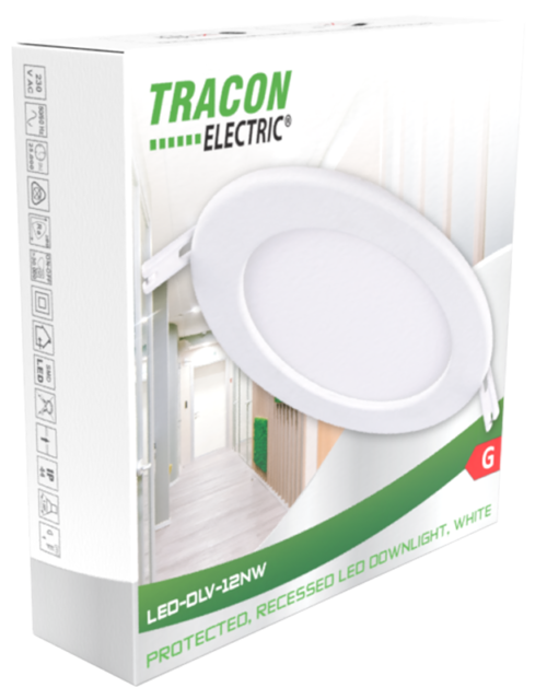 Downlight Led, Podtynkowy, Biały 230 VAC 6 W 4000 K LED-DLV-6NW TRACON
