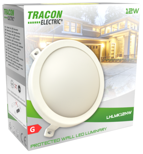 Oprawa naścienna LED, owalna, obudowa plastikowa 230 V 50 Hz 12 W LHLMK12NW TRACON
