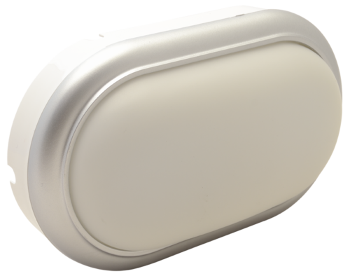 LHLMOS15NW-1 Oprawa plastikowa naścienna LED, owal, srebrna ramka 230 V 50 Hz 15 W LHLMOS15NW TRACON