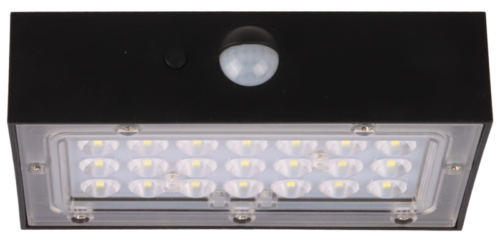 LSBB3W-1 Solarna oprawa ścienna LED z czujnikiem ruchu, czarna 3W 4000K 350 lm LSBB3W TRACON