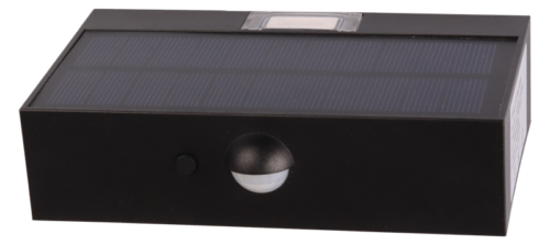 LSBB3W-2 Solarna oprawa ścienna LED z czujnikiem ruchu, czarna 3W 4000K 350 lm LSBB3W TRACON