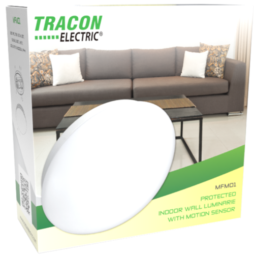 Naścienna oprawa z czujnikiem ruchu - wewnętrzna 230VAC max.25W E27.360° MFM01 TRACON