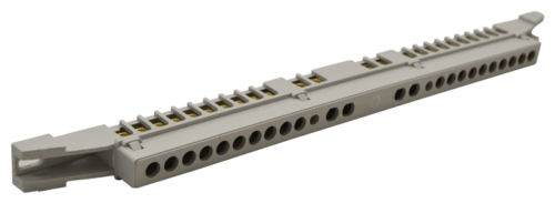 Szyna izolowana uziemiająca N/PE), zamknięta 230/400VAC 63A 7.6×18.3mm NPE-Z-24 TRACON