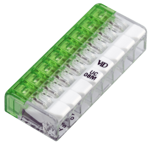 Łącznik bezśrubowy otwierany, przeźroczysty 0.2-2.5mm2 24A 450VAC 8P RVONK8 TRACON