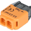 Łącznik bezśrubowy, wtykany, pomarańczowy 2x0.5-2.5mm2 450VAC max. 16A RVU2,5-2 TRACON