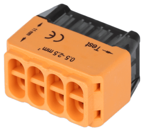 Łącznik bezśrubowy, wtykany, pomarańczowy 8x0.5-2.5mm2 450VAC max. 16A RVU2,5-8 TRACON