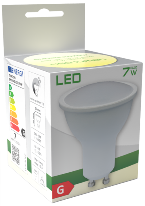 Źródło światła Spot SMD LED, ściemnialne 230 VAC 50 Hz GU10 SMDDGU107CW TRACON