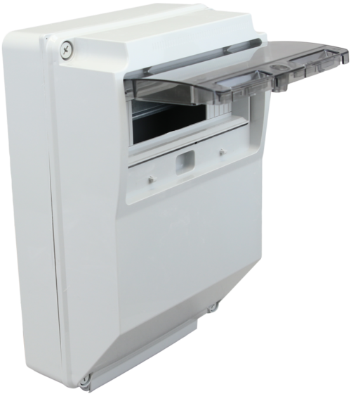 Pusta rozdzielnica przemysłowaz szyną montażową, ABS 12mod H×W×D=400×260×130mm IP65 TDB362613 TRACON