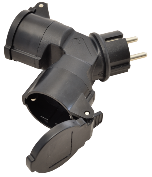 Adapter wielogniazdowy, czarny 250 VAC 16 A 2xSCHUKO TICS-212GD TRACON