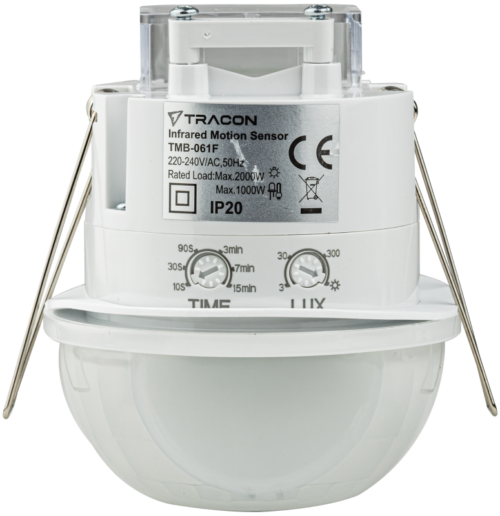 Sufitowy, podtynkowy czujnik ruchu, na podczerwień, biały 220-240 VAC 30 m 360° TMB-061F TRACON