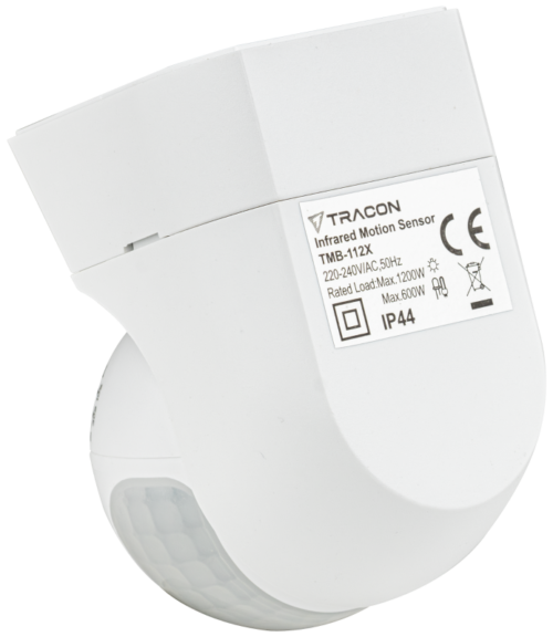 Czujnik ruchu na podczerwień, naścienny, biały 220-240 VAC 12 m 360° TMB-112X TRACON