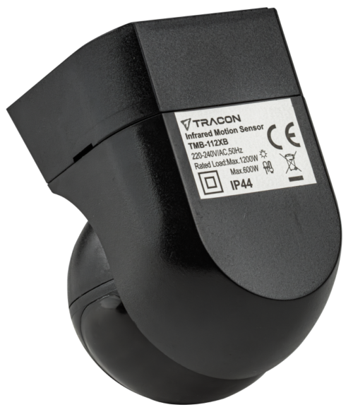 Czujnik ruchu na podczerwień, naścienny, czarny 220-240 VAC 12 m 360° TMB-112XB TRACON
