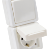 Natynkowy wyłącznik jednobiegunowy+gniazdo schuko, pionowy 16A/250VAC IP44(101) TR-PH03V TRACON
