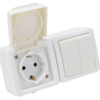 Natynkowy wyłącznik świecznikowy + gniazdo schuko 16A/250VAC IP54 (105) TR-PH09 TRACON