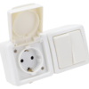 Natynkowy wyłącznik świecznikowy + gniazdo schuko 16A/250VAC IP54 (105) TR-PH09 TRACON