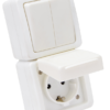 Natynkowy wyłącznik świecznikowy + gniazdo schuko, pionowy 16A/250VAC IP54 (105) TR-PH09V TRACON