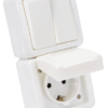 Natynkowy wyłącznik świecznikowy + gniazdo schuko, pionowy 16A/250VAC IP54 (105) TR-PH09V TRACON