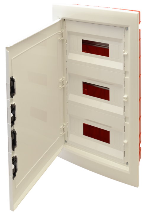 Rozdzielnica podtynkowa, białe drzwi płaskie, szyna N/PE 3×12 (36) modul IP40 (H×W×D=545×305×85mm) EDSSN-12/3 TRACON