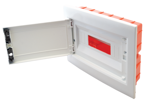 Rozdzielnica podtynkowa, białe drzwi płaskie 1×8 (8) modul IP40 (H×W×D=180×220×88mm) EDSSN-8/1 TRACON