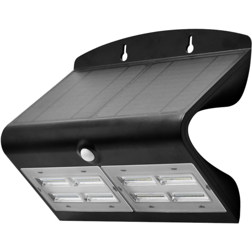 Solarna oprawa ścienna LEDz czujnikiem ruchu czarnaLSLBB7W