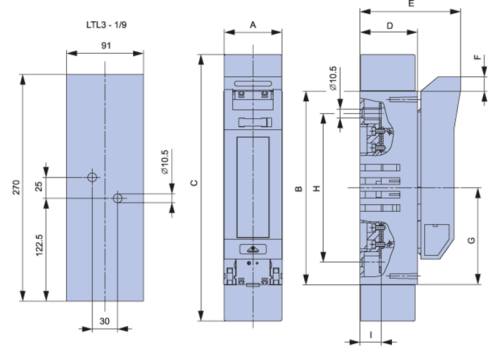 LTL3-19-1 Rozłącznik bezpiecznikowy montowany na płytę montażową 500/690V AC 220/400V DC max.630A LTL3-1/9 TRACON