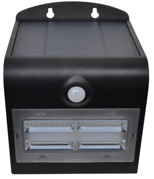Solarna oprawa ścienna LEDz czujnikiem ruchu, czarna 3.2 W 4000 K 400 lm LSLBB3W TRACON