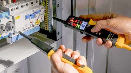 Dwubiegunowy tester napięcia,tester AVK, wyświetl. LCD LED 12-1000V AC/DC 30mA FI‐Test PANMV-1000AD TRACON