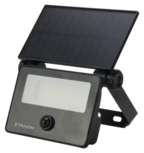 Solarna oprawa ścienna LED z czujnikiem ruchu, czarna 10W 4000K 1100lm LSTB10NW TRACON