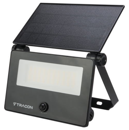 Solarna oprawa ścienna LED z czujnikiem ruchu, czarna 20W 4000K 1800lm LSTB20NW TRACON
