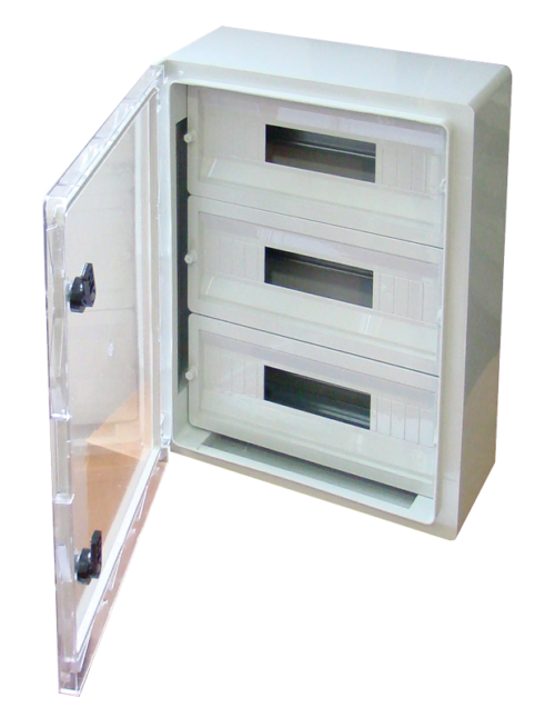 Rozdzielnica plastikowa maskowana, drzwi przeźroczyste 3x22mod HxWxD=600x500x220mm IP65 TME605022MT TRACON